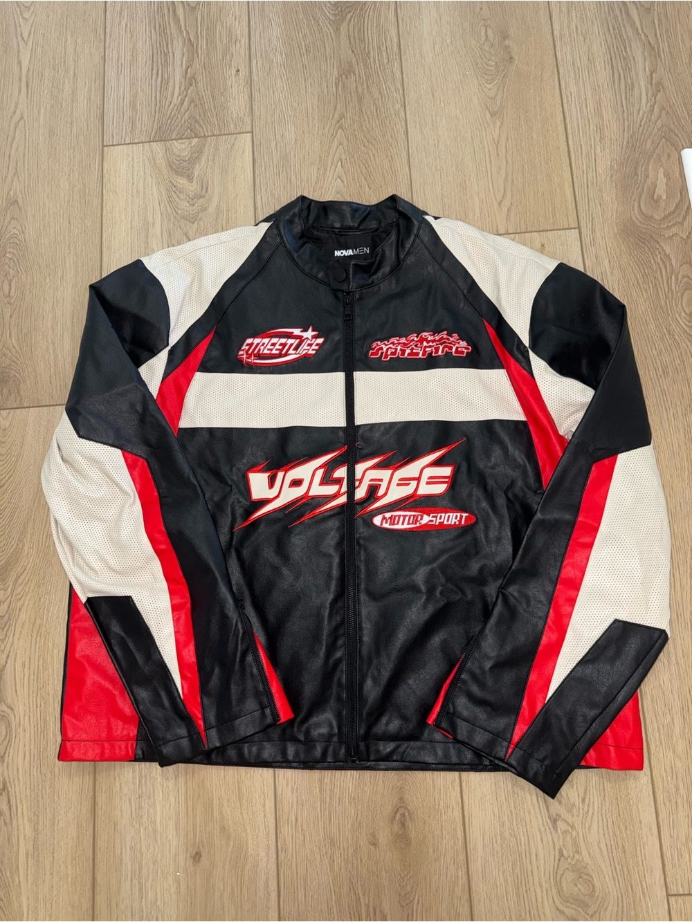 Men's Black, White & Red Racing Jacket - NWT